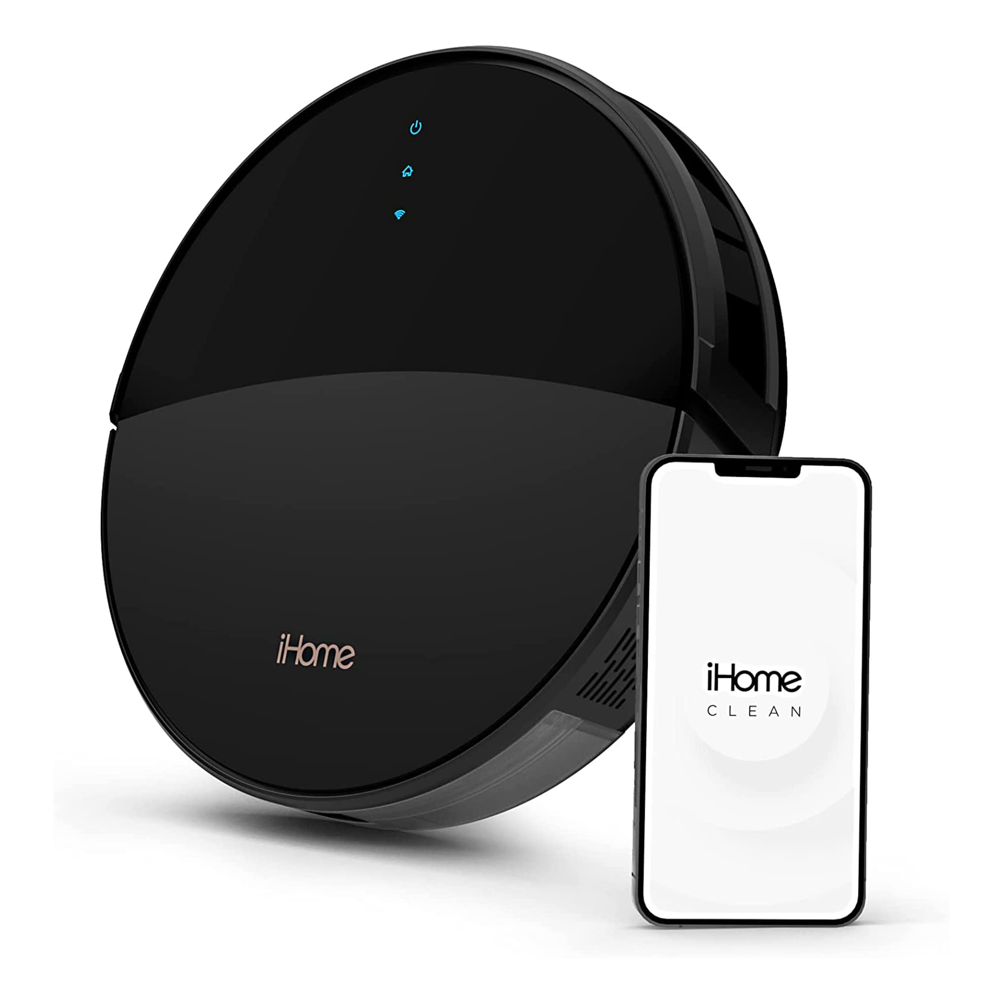 iHome AutoVac 2-in-1 Robot Vacuum and Mop Enabled with Mapping HomeMap Navigation,Ultra Strong Suction Power,HyperDrive Technology for Pet Hair,Hard Floor and Carpet,Alexa/Google and App Control,Eclipse Black,iHRV1