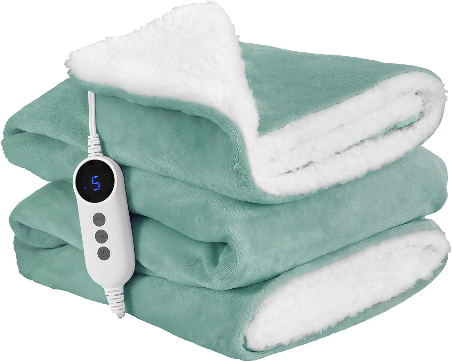 Electric Blanket Twin Size, Soft & Cozy Heated Throw Blanket with 9 Heat Settings & 2-10 Hours Auto Off, Fast Heating & Overheat Protection, Machine Washable - 62"x84" Green - Image 8