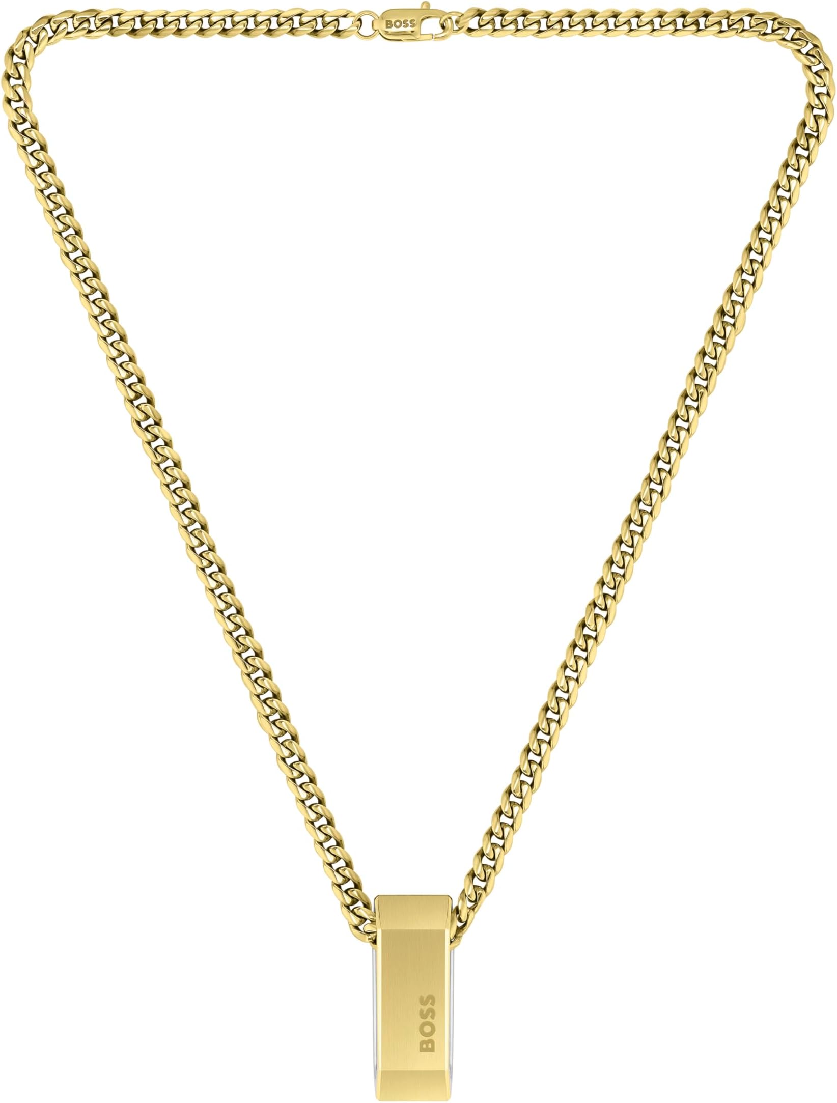 Jewelry Men's CARTER Collection Chain Necklace in Yellow Gold with an Engraved Plaque - 1580319