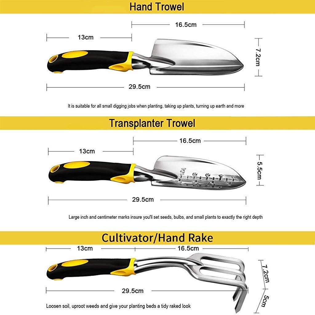 RK_Enterprises 5Pcs Gardening Tools for Garden Home Patio, Heavy Duty Aluminum Tools Set with Gardening Transplanting Spade, Cultivator, Pruner.