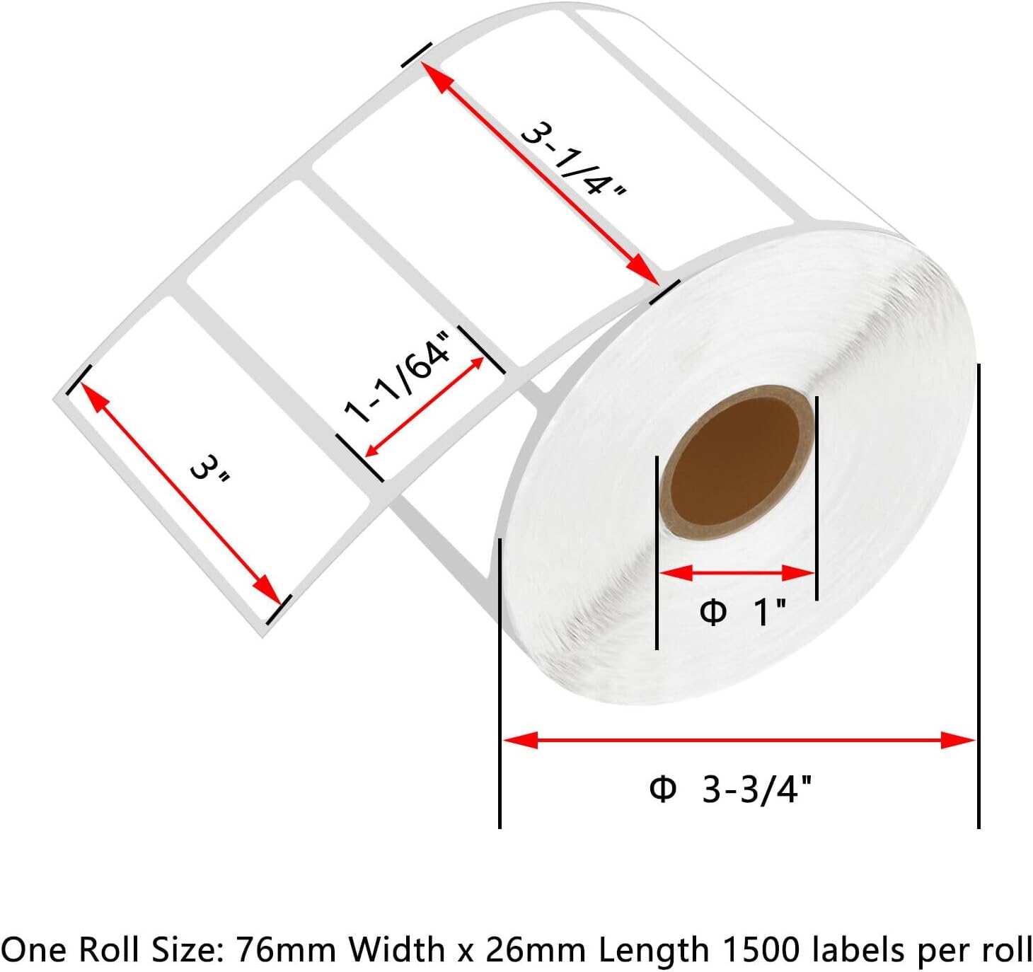 NineLeaf 10 Roll (1500 Labels) Compatible for Brother RD-S04U1 RDS04U1 76mm 3'' x 1'' File Folder White Paper Labels for RJ-3050 RJ-3150 RJ-3250WB RJ-4030 RJ-4040 TD-4000 TD-4410D TD-4550DNWB