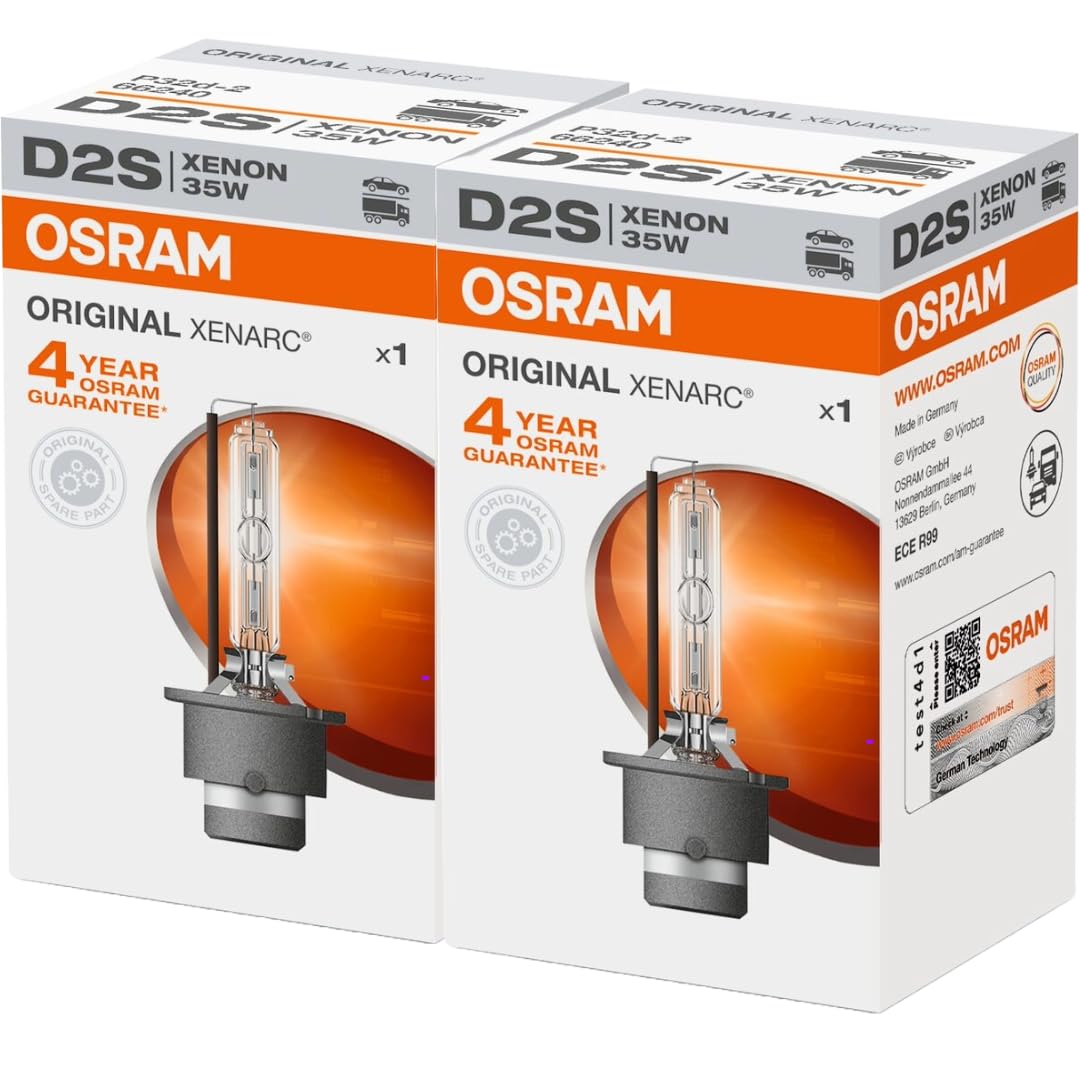 Set of 2 Osram / Sylvania Xenarc (Xenon) D2S Headlight Bulbs # 66240 - NEW OEM - 35W / P32d-2 - Made in Germany