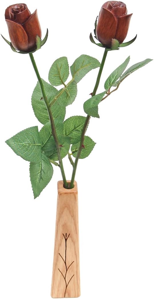 15th Year Wedding Anniversary 2-Stems Crystal Roses 18 inches Tall with Vase