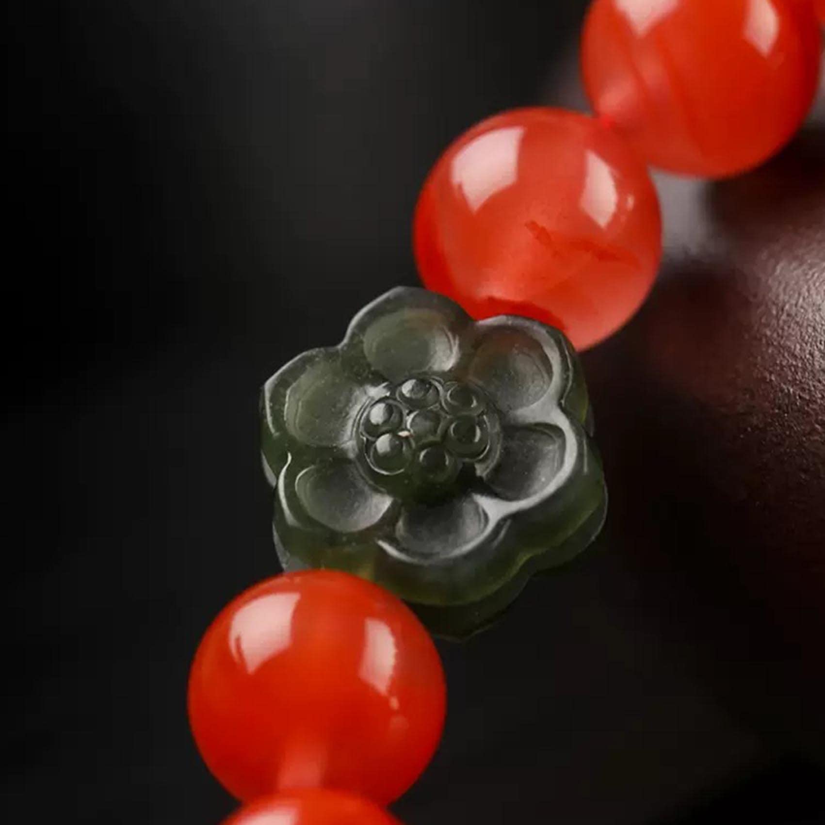 Braccialetti con Perline, Bracciale in Quarzo Agata Rossa con Fibbia dell'armonia(Jade)