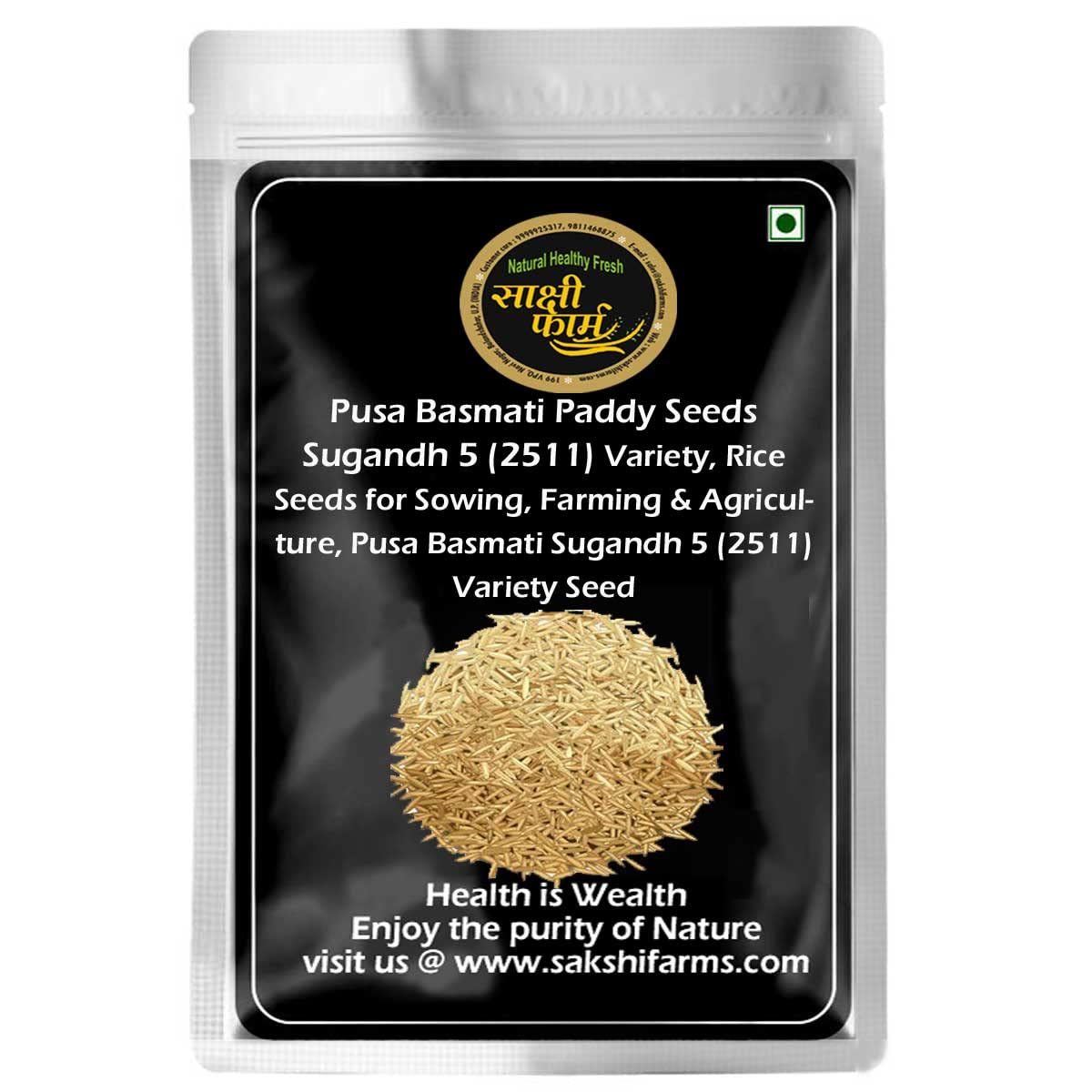 Sakshi Farms Pusa Basmati Sugandh 5 | Rice Paddy Seed for Sowing, Farming & Agriculture (Kheti खेती) | Pure Pusa Basmati Seeds | Pusa Sugandh 5 Variety | 1 KG (B08ZJGH6BS) Amazon Price History, Amazon Price Tracker