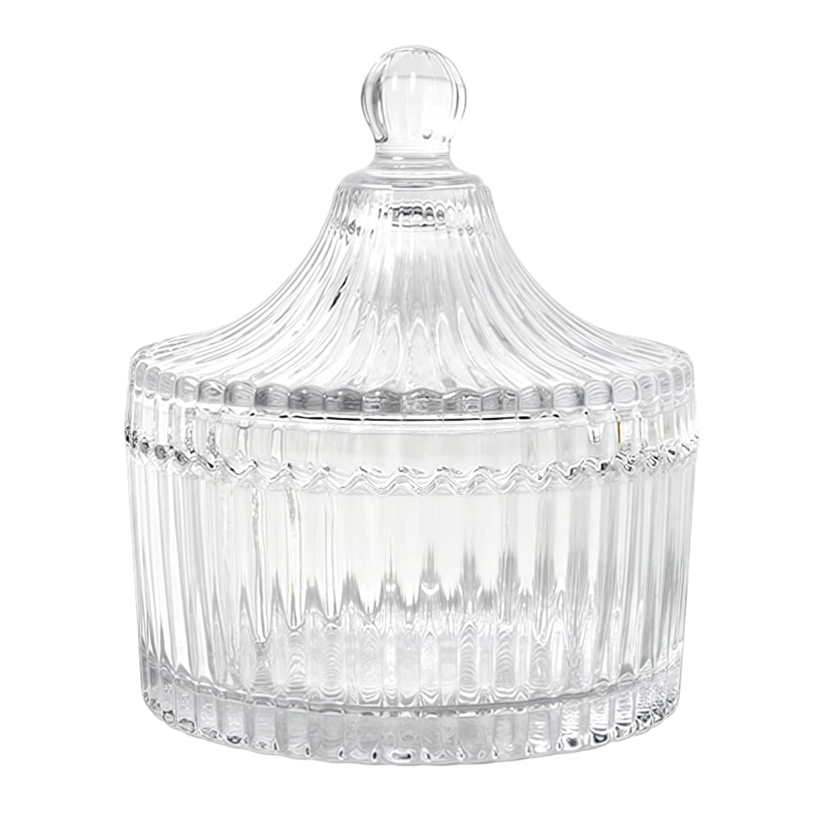 Erioctry 300ml/10oz Elegant Crystal Candy Jar With Lid - Decorative Glass Dish Bowl - Tent Shaped Biscuit Container for Home Office Desk - Wedding Buffet Gift Box