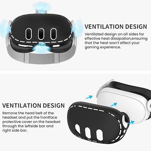 Miniatura 4 de Accesorios VR para Meta Quest 3, juego de funda protectora de silicona 2 en 1 y funda de agarre para controlador compatible con Meta Oculus Quest 3,