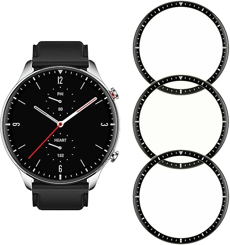 Protector de pantalla para Amazfit GTR 2, fácil de instalar [3 unidades] 3D de bordes curvados anti-arañazos HD Ultra irrompible Protector flexible