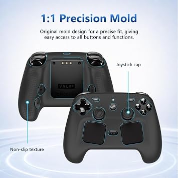 For Steam Controller 2 用 ケース カバー滑り止めグリップ+ジョイスティックキャップ4個付きシリコーン素材 保護カバー 傷防止 用 汗防止 Steam �