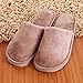 CAI Zapatillas de casa Casual, Bean Sand Peluche Piso de madera Zapatillas de algodón cálidas y