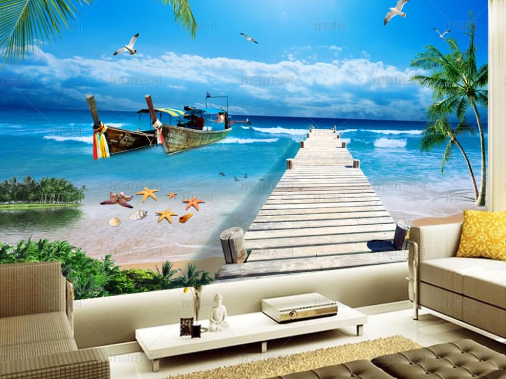 Poster géant mural pour agrandir une petite chambre avec des cocotiers