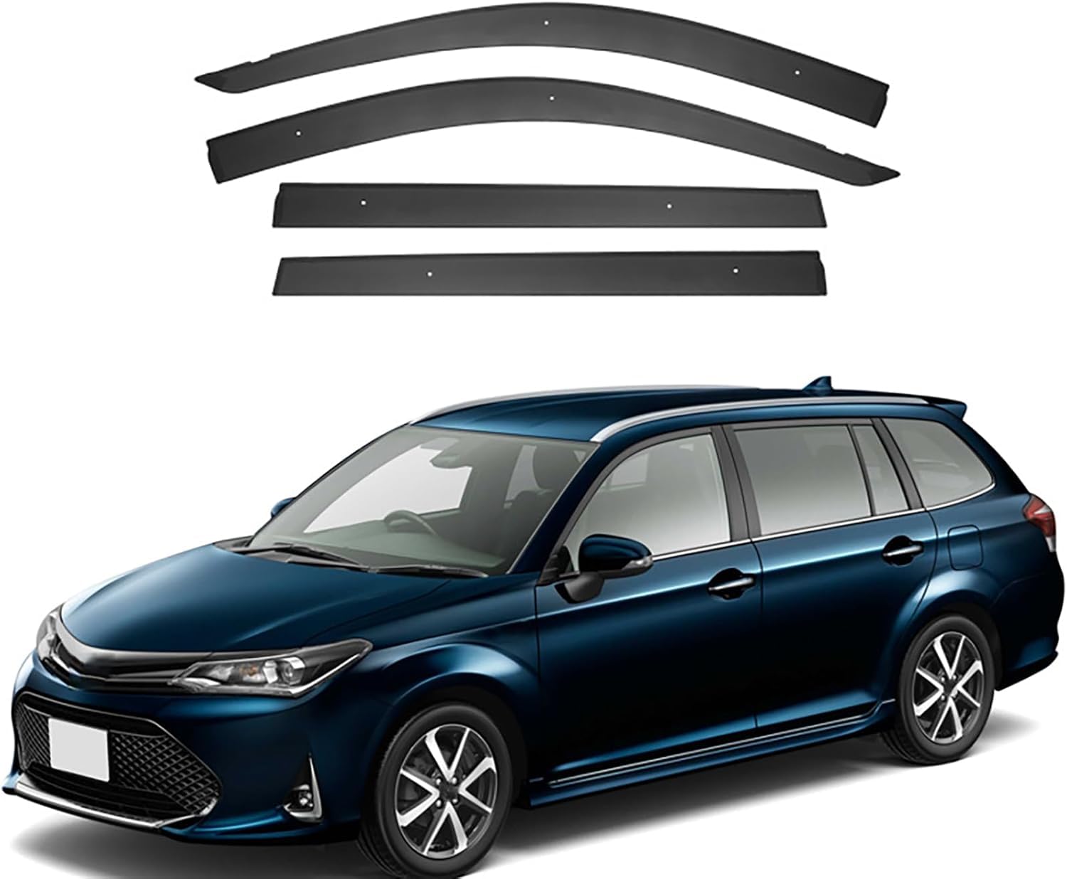 FengXH Window Deflectors for Toyota Corolla Fielder MK11-E160 2013-2017 - 4pc Smoke Tint, Waterproof, Noise Reducing.
