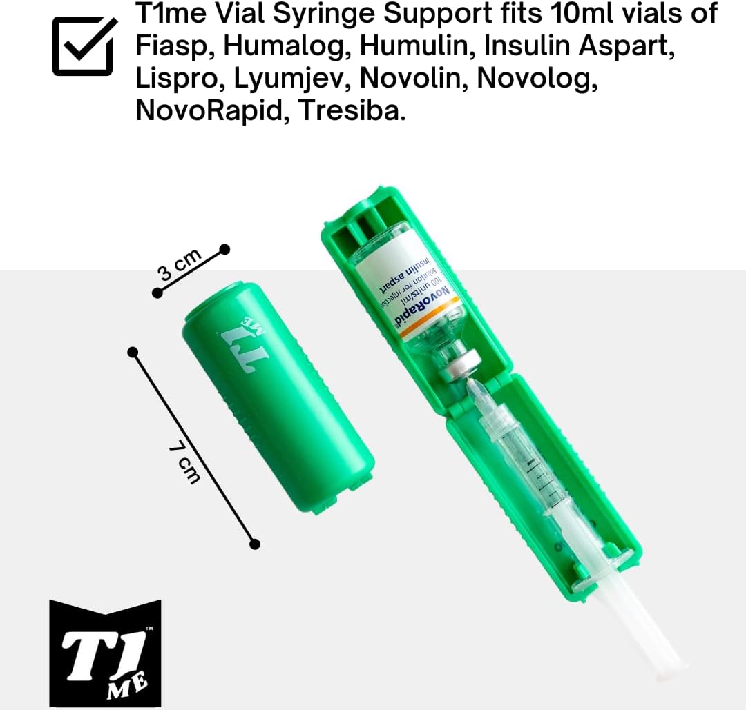 Omnipod T1me Vial Syringe Insulin Filling Support, Insulin transfer device for Type 1 Type 2 diabetes, Bottle Protector Case, Vial Holder (green)