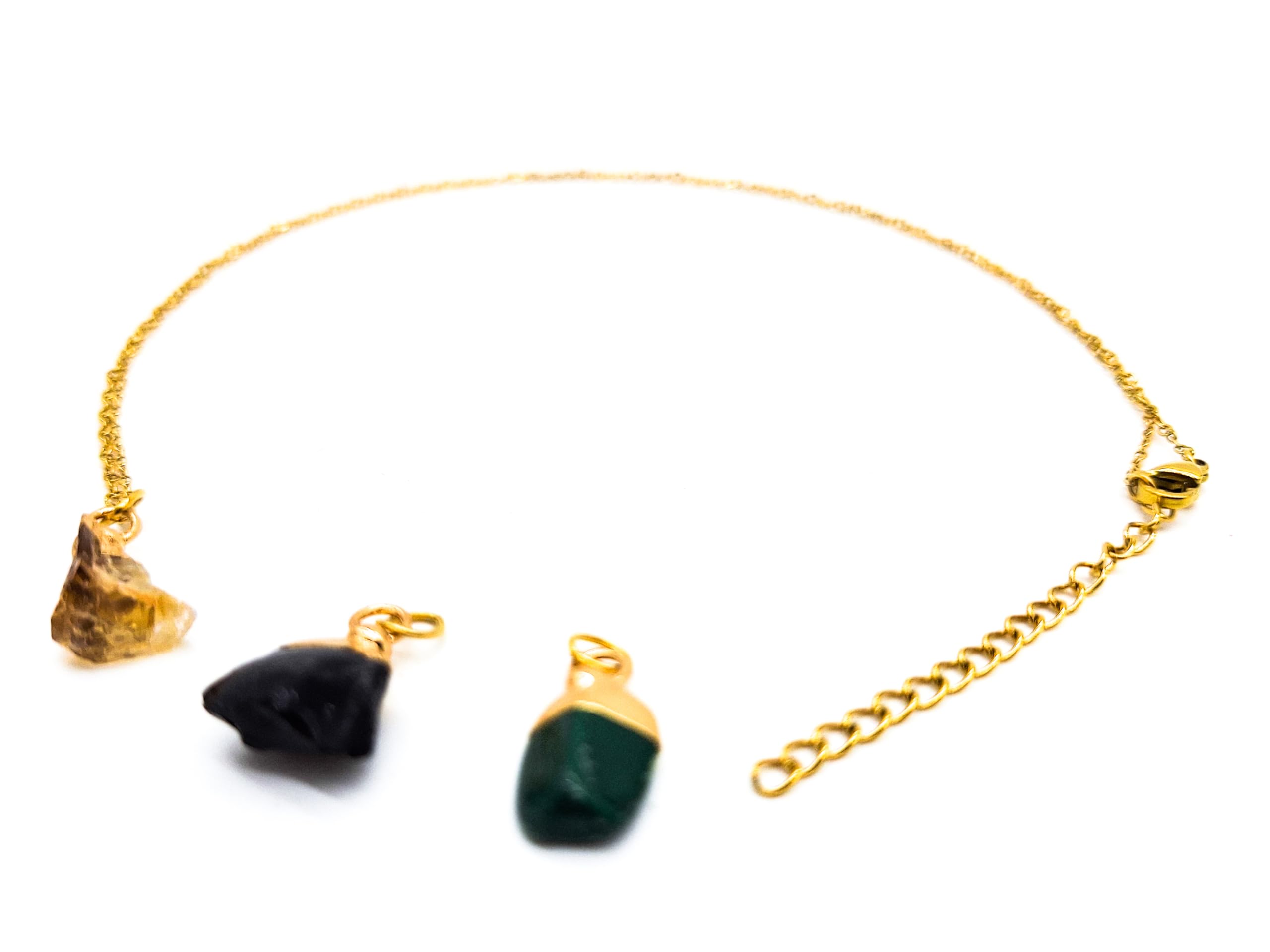 AB India Crafts Zodiac Sign Gift Set 3 Gemstone Pendant with Chain 18 K Gold-Plated in Om Jewellery Bag Protection Energy Happiness