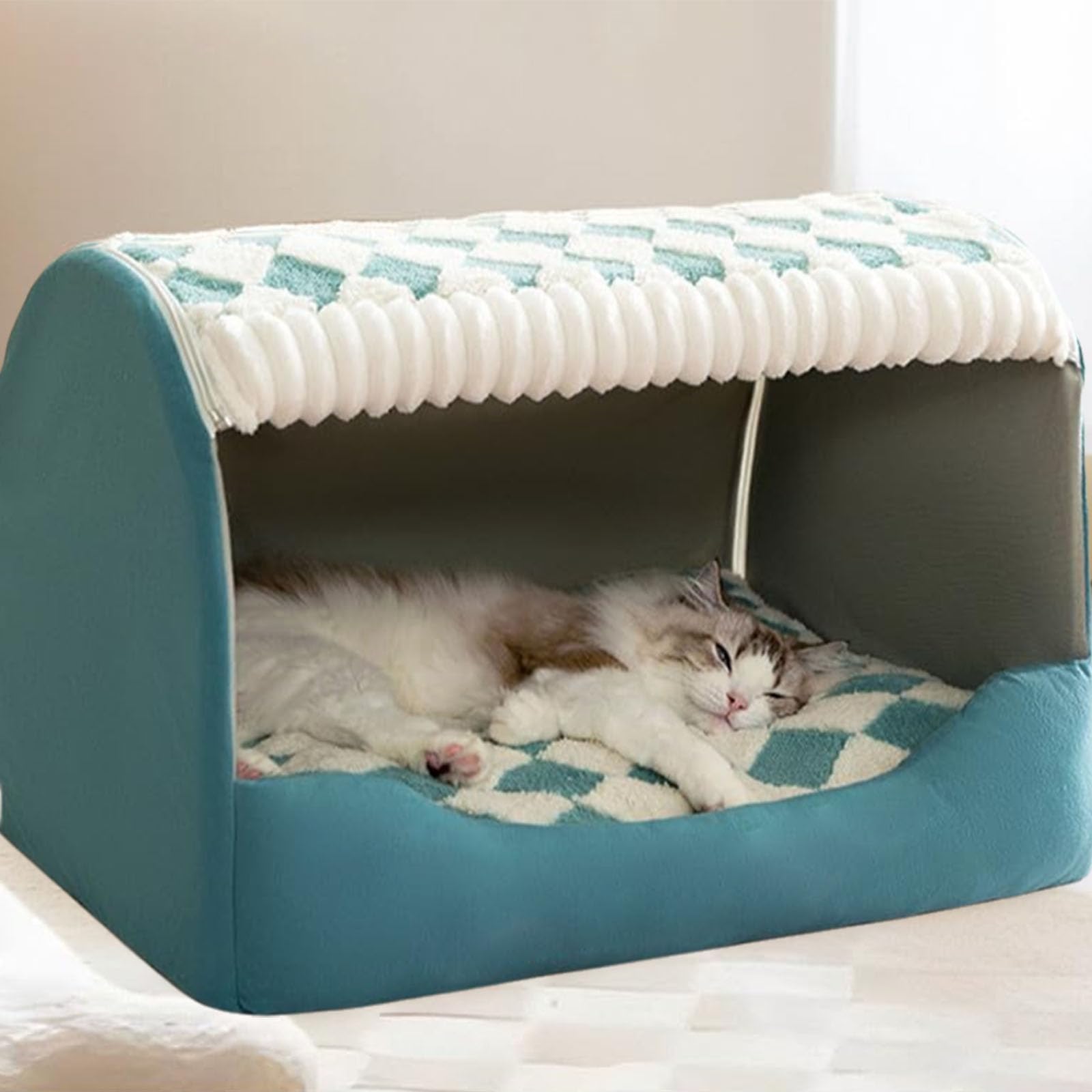 Cozy Dog House Bed Gemütliches Hundehaus Cozy House Dog Bed hundehöhle Indoor höhle Hund Hunde höhlenbett hundehaus für drinnen (grau,XXL)