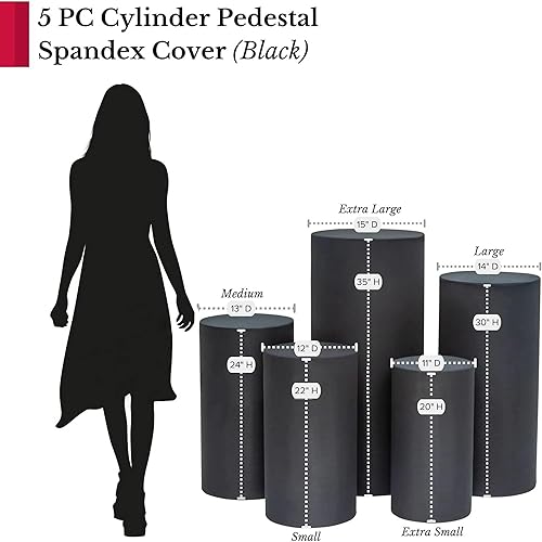 Miniatura 4 de 1 juego de fundas de elastano para soportes de pedestal de cilindro de metal, 5 piezasjuego, solo fundas de color azul bebé, soportes de pedestal de