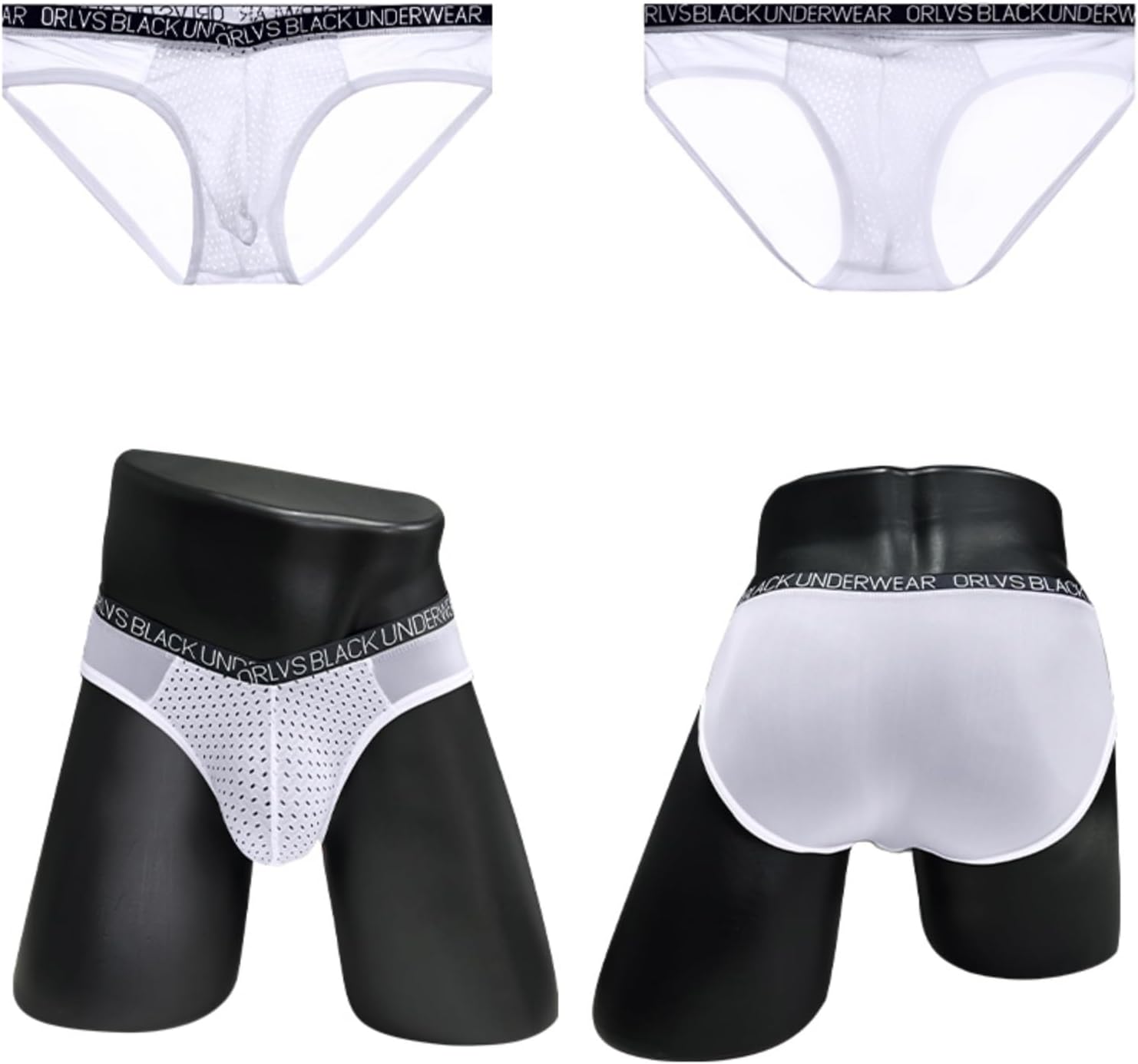 Men's Triangular Underwear Made of Nylon Fabric Transparent Mesh Fabric Perforated V - shaped Waistband