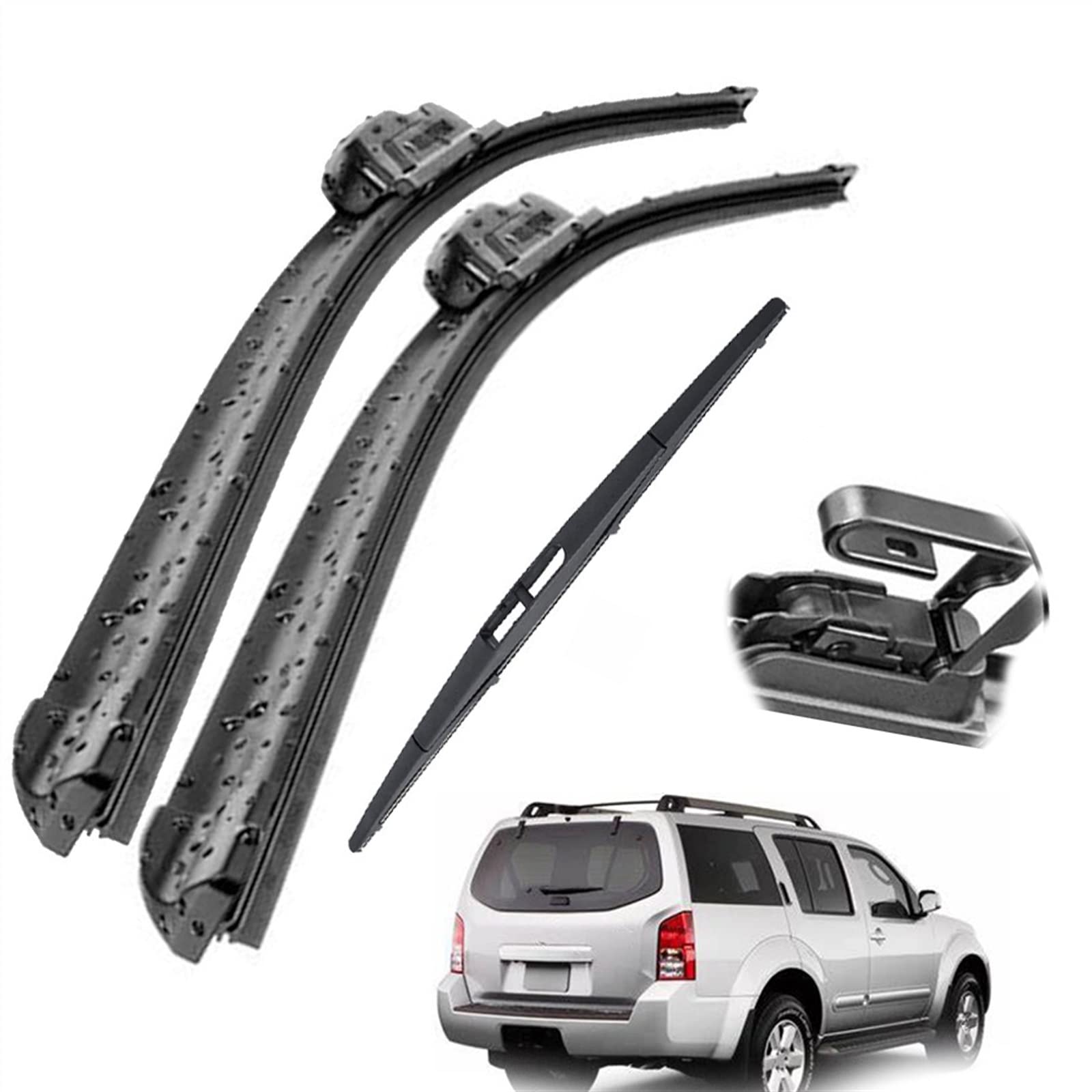 Kit spazzole tergicristallo Anteriori e Posteriori per finestrini Auto da 24 Pollici, 18 Pollici e 12 Pollici, per Nissan Pathfinder R51 2005, 2006, 2007, 2008, 2009, 2010, 2011 e 2012