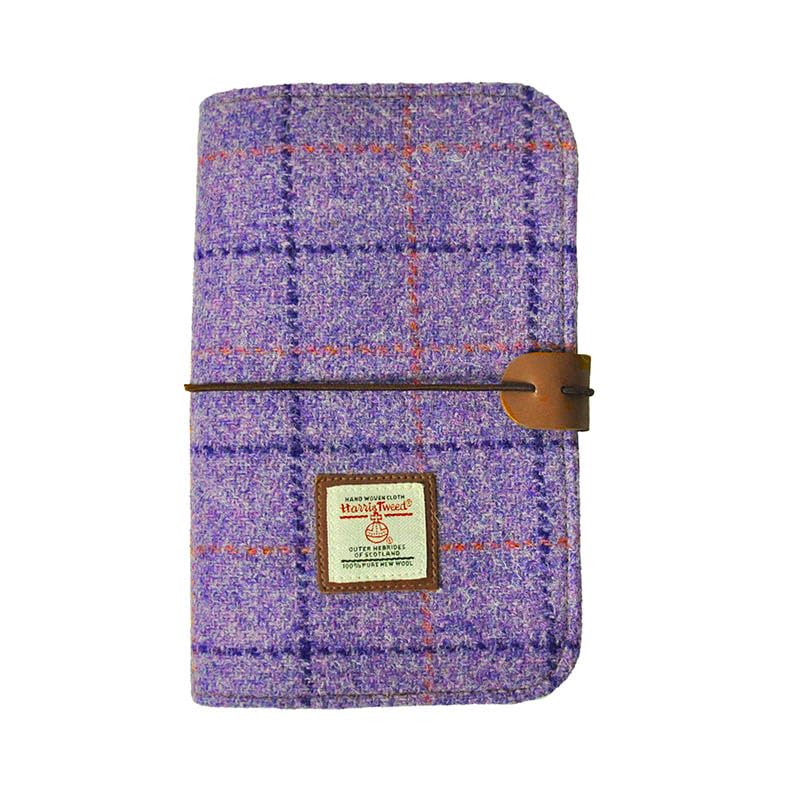 Harris Tweed A6 Notebook Binder,Wool Fabric Refillable A6 Binder,6 Ring Planner with A6 Refill Papers,Pen Loop A6 Size Notebook Journals for Writing (Purple)