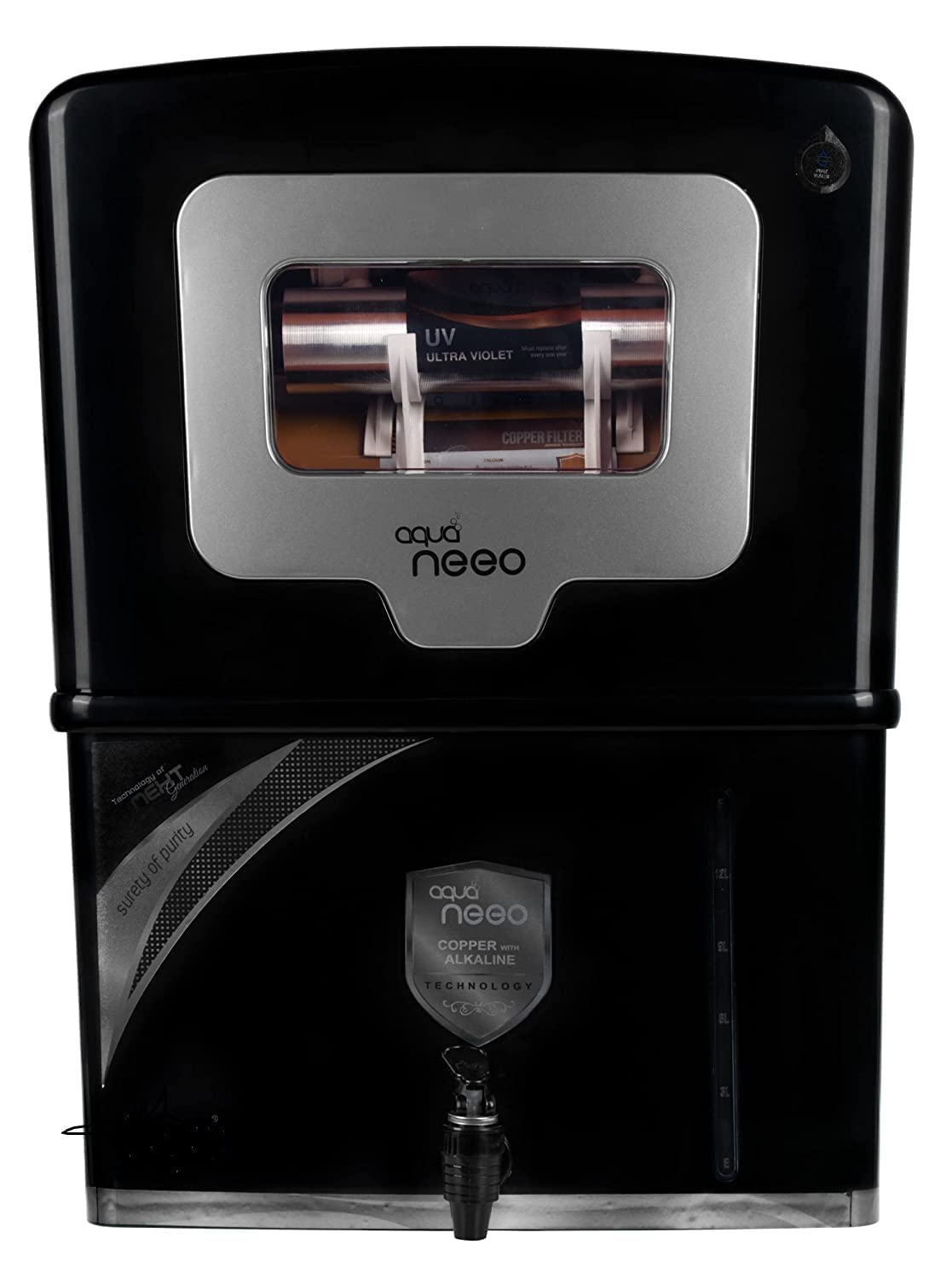 Aqua Neeo Copper + Alkaline RO Water Purifier 22L RO+UV+UF Active Copper+Bio-Alkaline +TDS Control+UVPurified Water with Goodness of Copper and Alkaline Copper RO Water Filter, (Black)