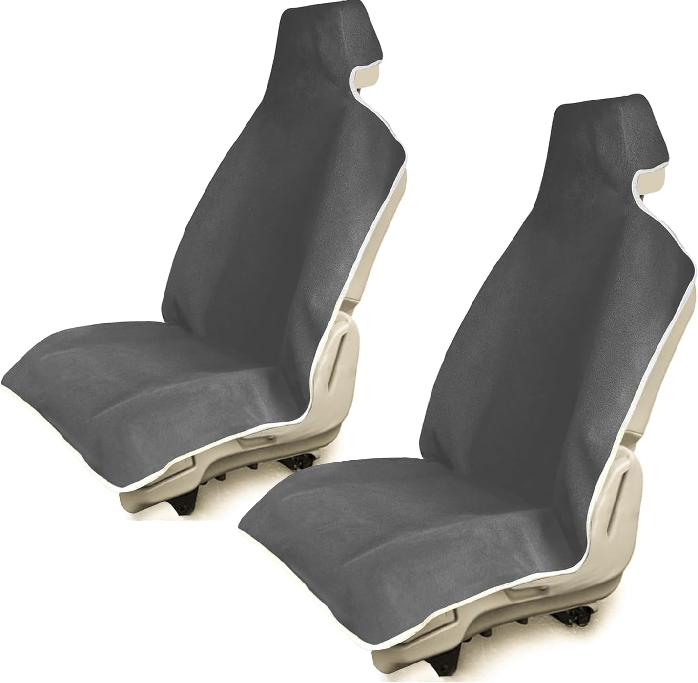 Waterproof Stain Resistant Towel Car Seat Cover，Universal Non-Slip for Car, Truck, SUV, Van Seat for Gym Workout,Swimming,Beach and Workout Outdoor ， Machine Washable (2pcs Grey)