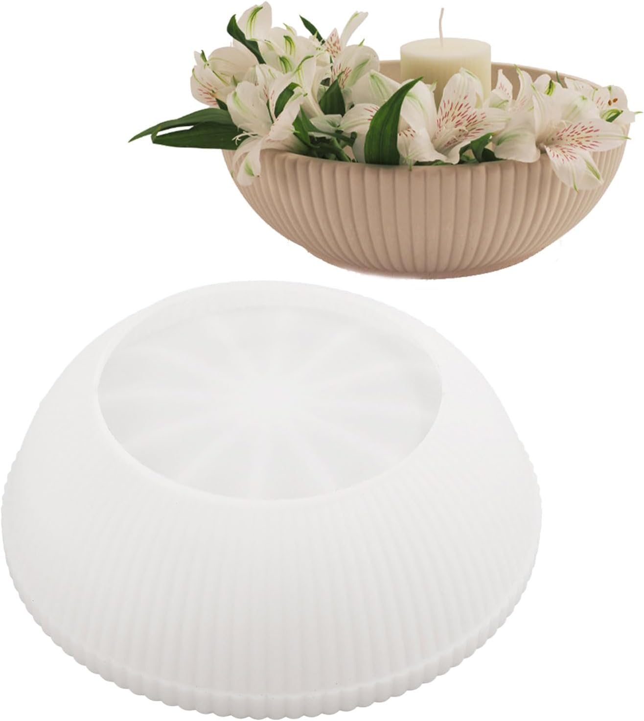 Striped Bowl Silicone Resin Tray Molds for Epoxy Resin, Candle Holder Vanity Jewelry Tray