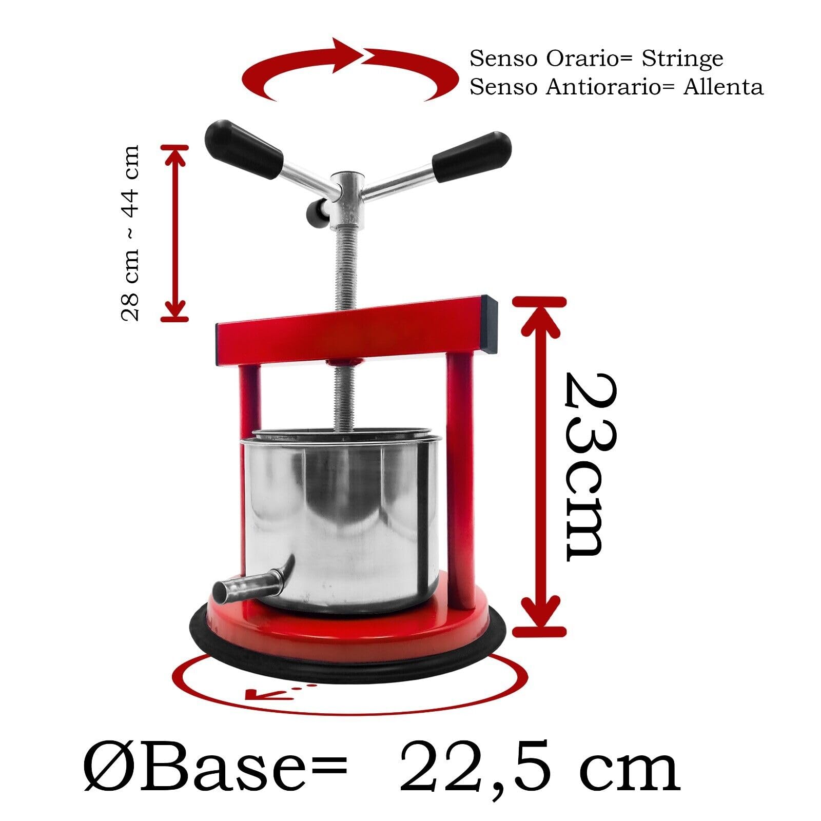 Maka Presse für Auberginen UVA Presse klein groß verschiedene Größen aus Edelstahl oder Aluminium Druckguss Abflussfilter Einfache Verwendung UV (Edelstahl 1,5 Liter Rot)
