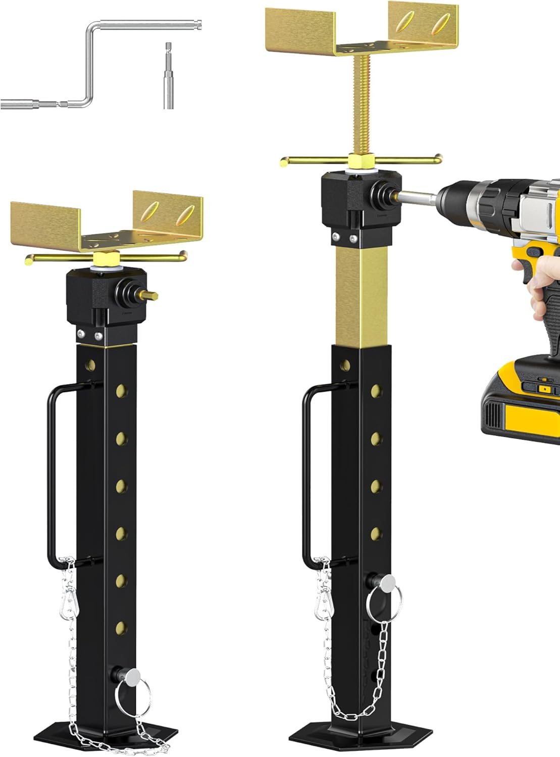 2025 New Upgraded RV Slide Out Support Jacks 2 Pcs RV Stabilizer Jacks Heavy Duty for Camper, 5th Wheel and Travel Trailer, Adjustable from 16" to 36", Supports Up to 5,000 LBS (Electric Drill Adjust)