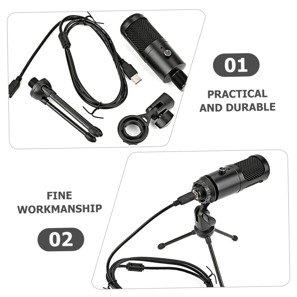 SHOWERORO 1Set USB Gaming Microphone with Tripod Stand Streaming Mic for Professional Voice Capture for Live Broadcasts Gaming Design with Cable