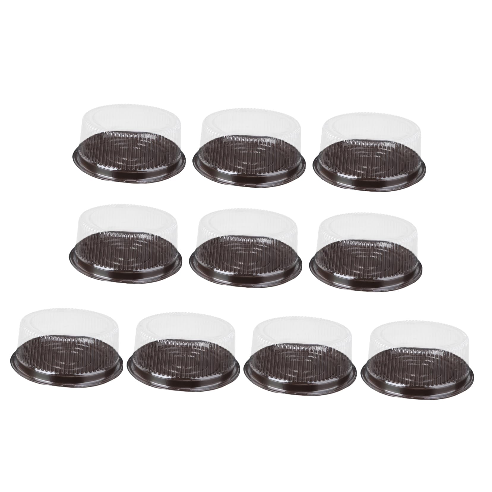 Cabilock 10pcs 8 Inch Round Cake Keepers Plastic Cake Boxes Lid Holders for Sweets Sushi Fruit Party Supplies