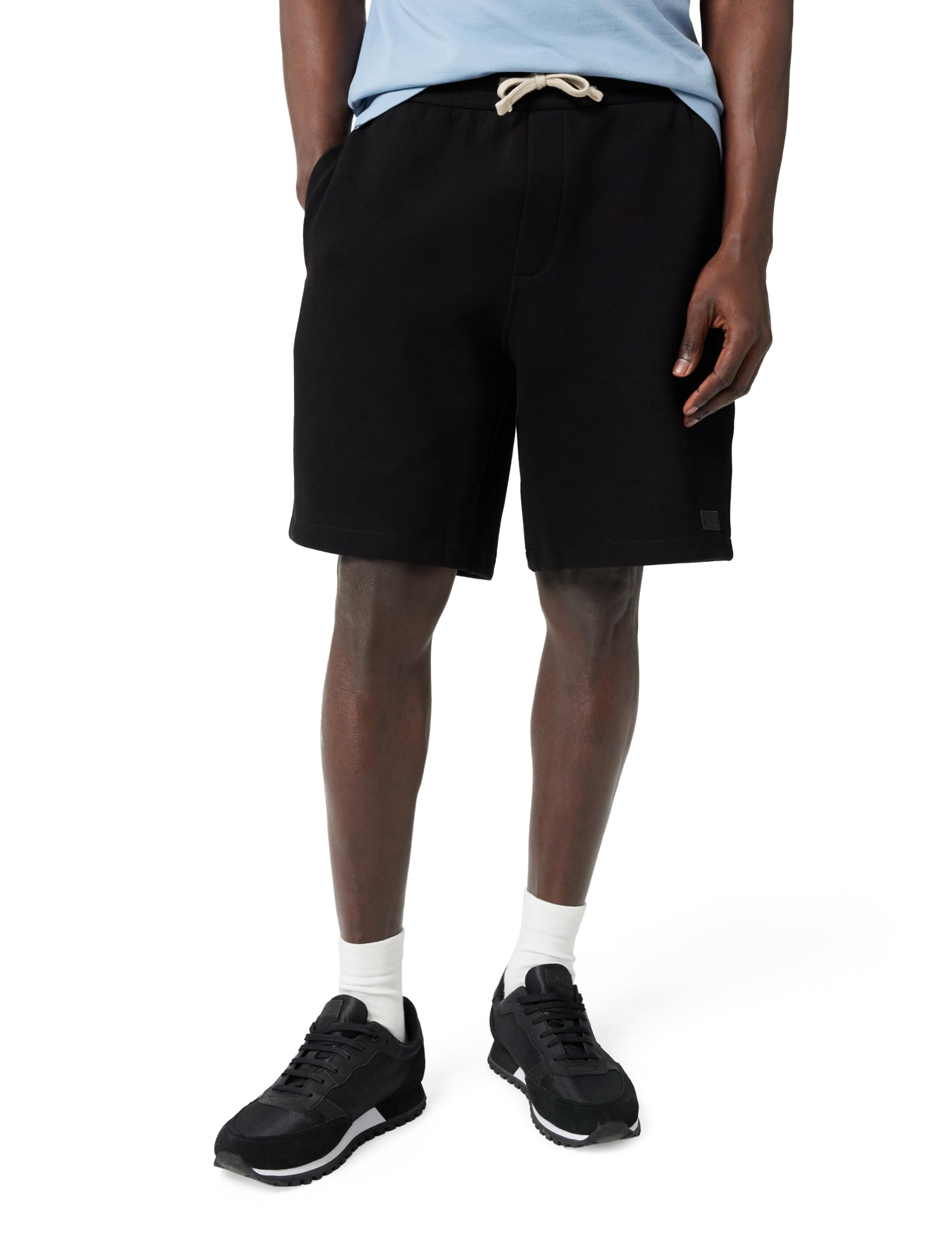 Armani Exchange Men's Cozy, Relaxed Fit Side Logo Patch, Shorts, Black, M, Black, M