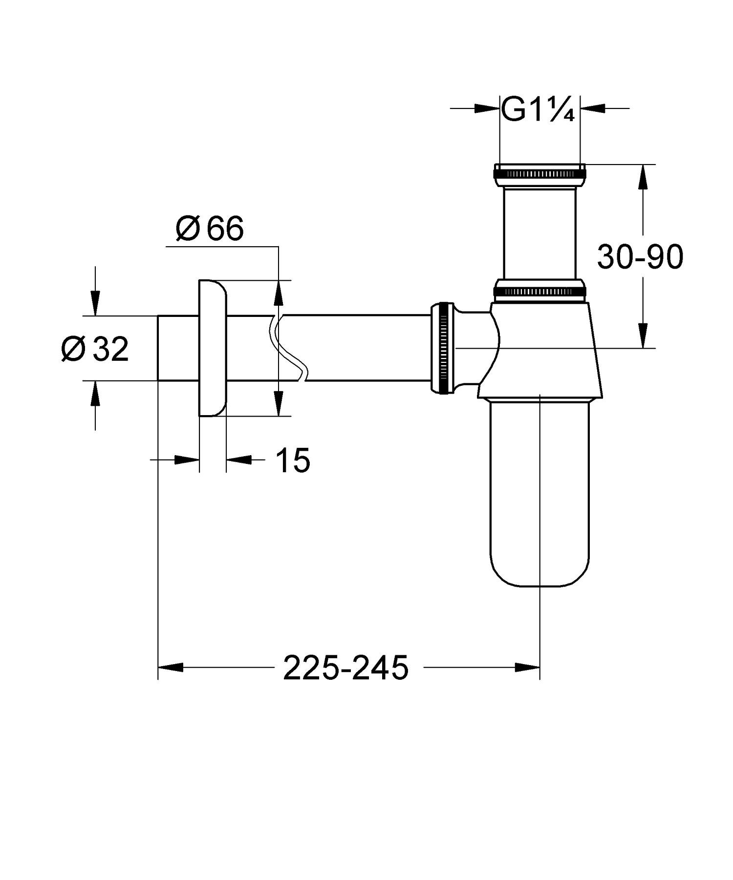 GROHE Siphon 1 1/4Pouces Pièce Détachée 28920000, Argent (Import Allemagne)