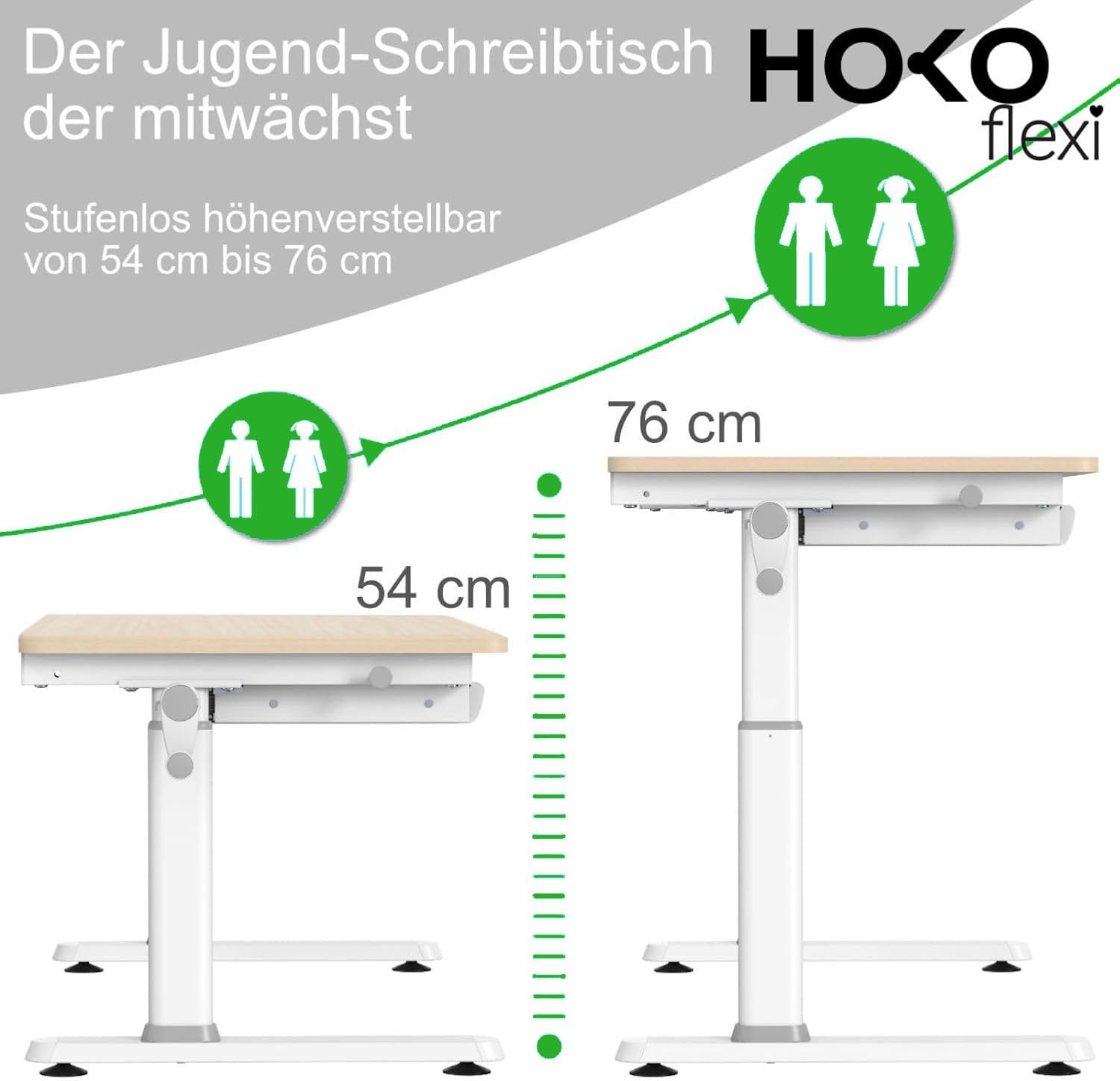 HOKO Schreibtisch Höhenverstellbar，Holz 100x60
