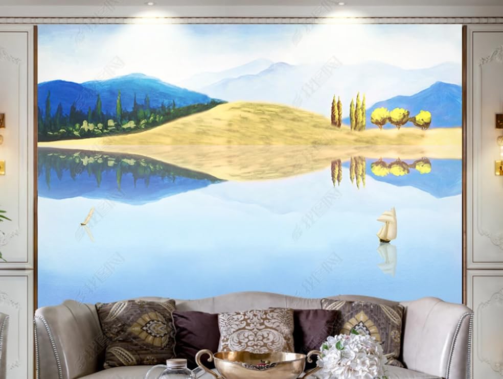 Papier peint intissé paysage de luxe américain grand format pour salon élégant