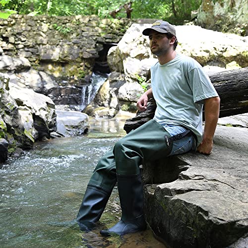 FROGG TOGGS Cascades 2-ply Poly/Rubber Waterproof Fishing Bootfoot Hip Wader for Fishing, Cleated or Felt4