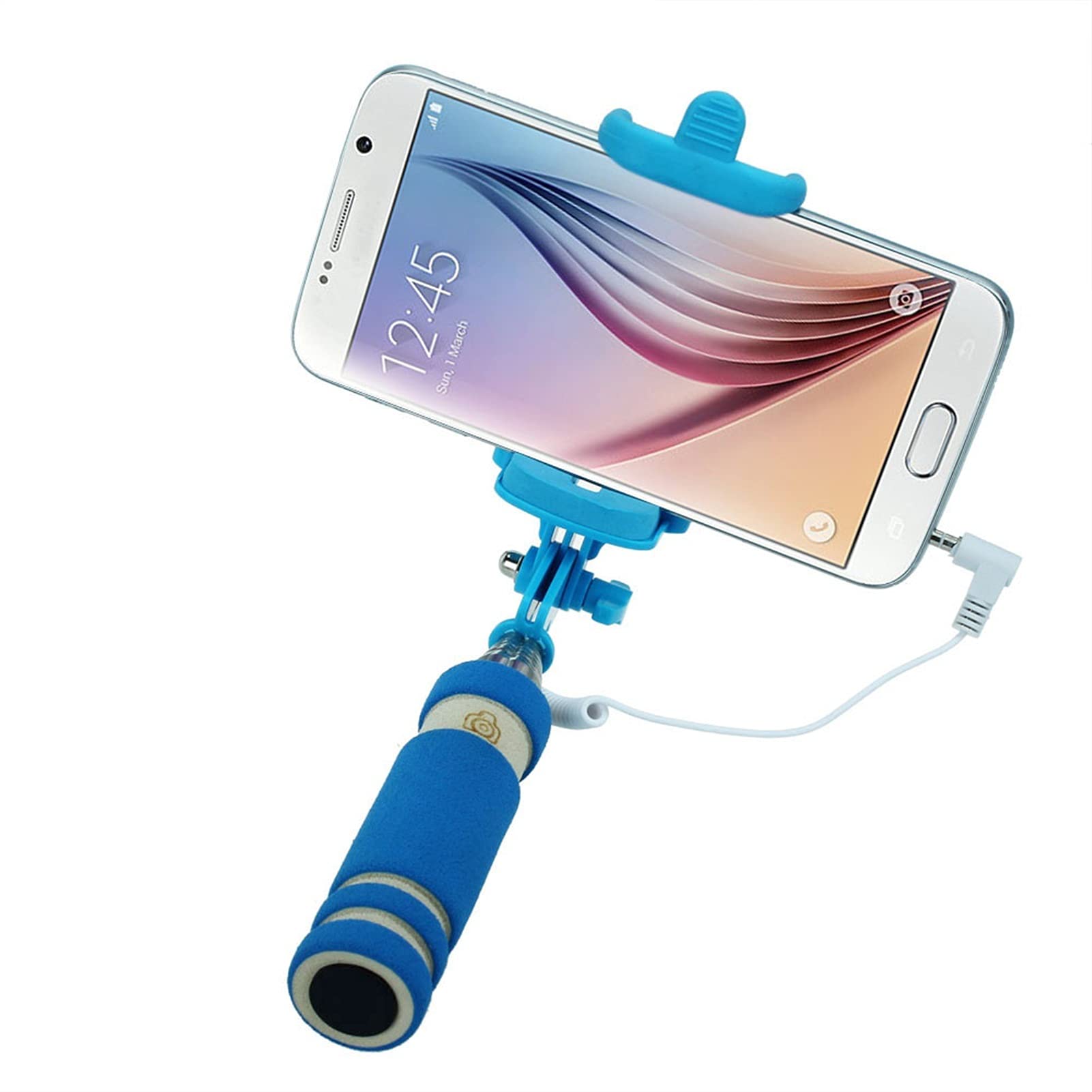 SCRUBY Mini bastone per selfie, portatile, estensibile, pieghevole, per autoritratti, monopiede (blu)