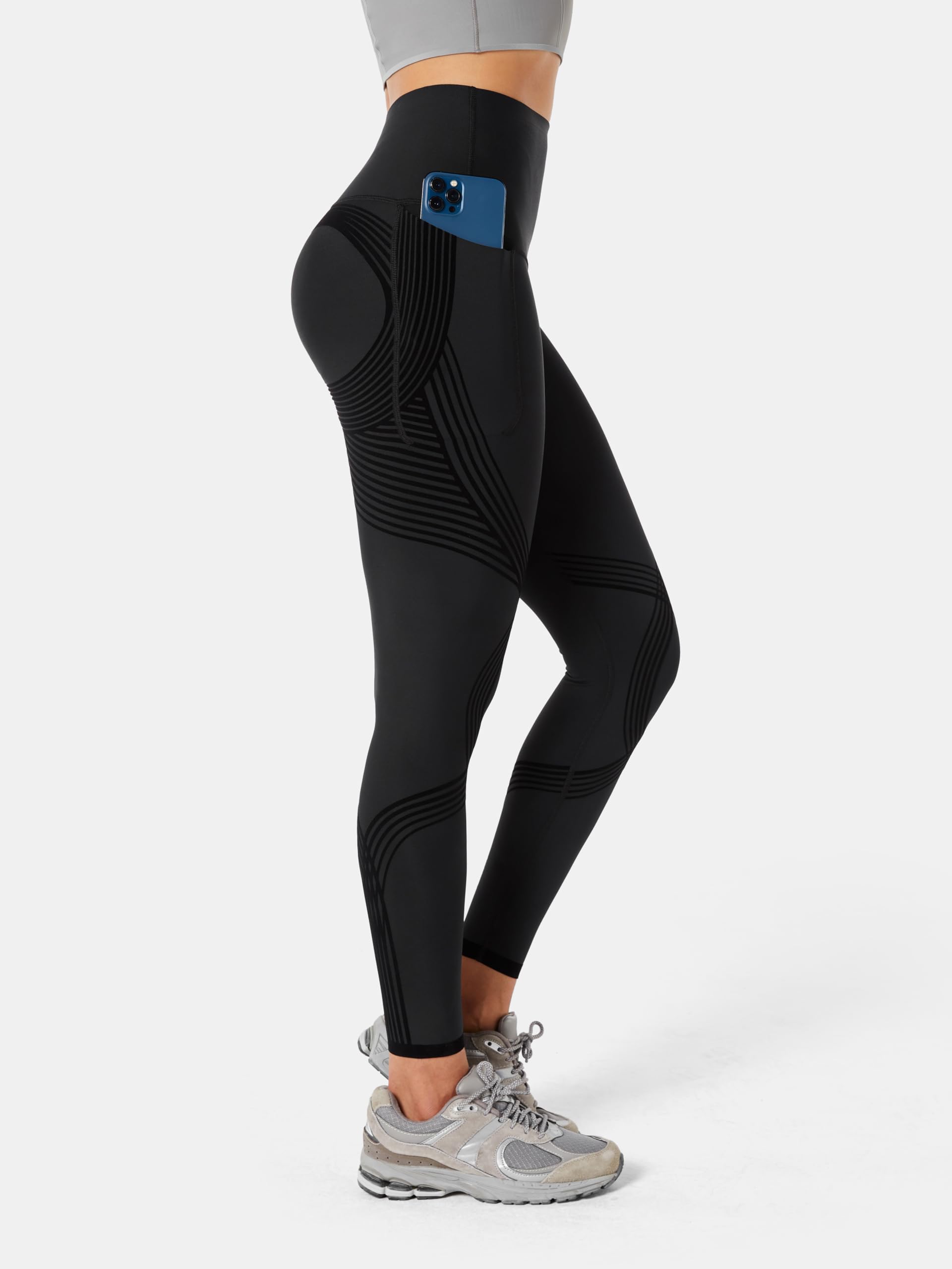 Fanka Body Sculpt - Leggings a lunghezza intera, con tasca laterale, a compressione a vita alta, leggings per allenamento e yoga