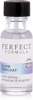 Perfect Formula Glow Top Coat - Ultra Glossy Brightening Formula to Enhance Pink, Beige, and White Nail Polish, Seals and Protects for Flawless Manicure, UV Blocking, Anti-Fading - 0.6 oz