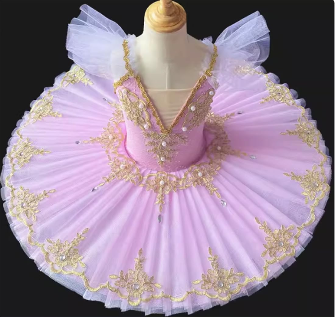 EFLALYHG Mädchen Professionelle Ballett Tutu Kinder Schwanensee Pfannkuchen Tutu Ballerina Party Dance Kostüm Ballett Kleid