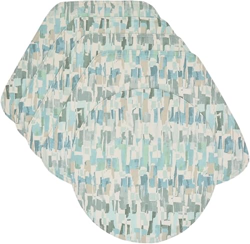 Sweet Pea Linens Britto - Juego de cuatro manteles individuales en forma de cuña color turquesa