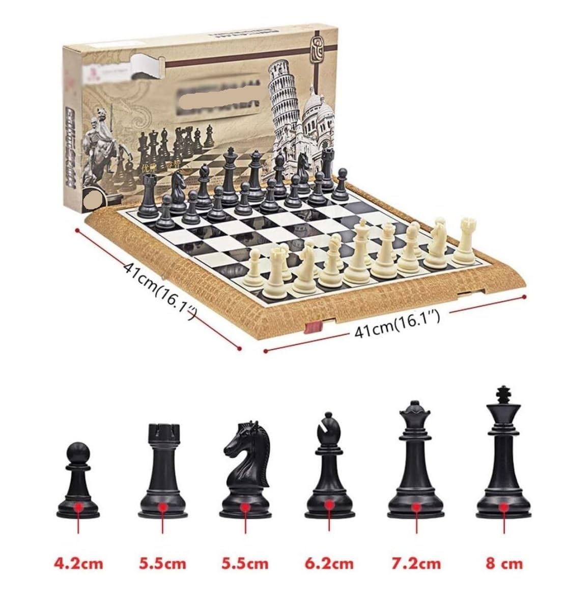 gry podróżne, Szachy Magnetyczne Plastikowe Składany Panel Szachownicy(41cm)