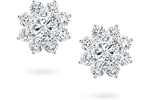 Hypoallergenic 18K White Gold Plated Diamond Stud Earrings for Girls