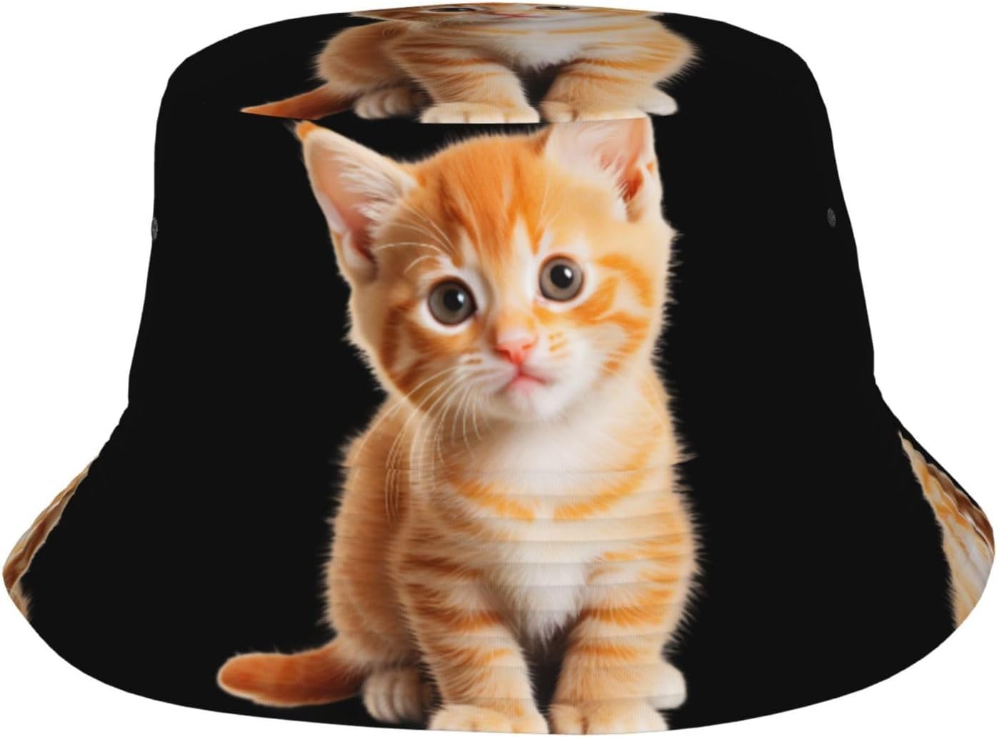Cute Orange Kitten Prints Summer Outdoor Travel Bucket hat, a Beach Sun hat Suitable for Both Men and Women