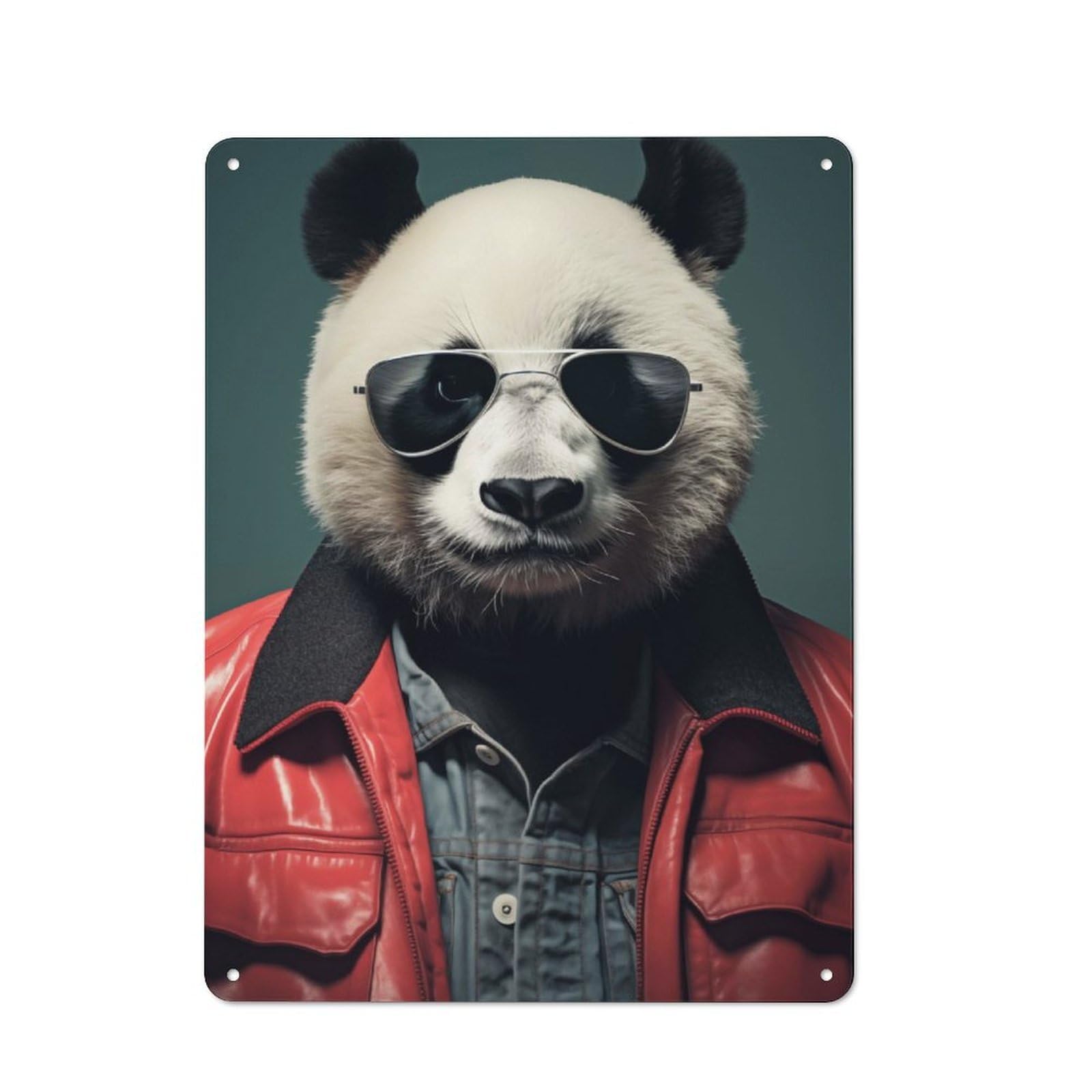 Junmoney Panda Animal Funny Modern Vintage Office Metal Sign 40X30cm, Creative Space Decor For Home Office, Reading Corner Or Bedroom
