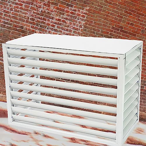 NRQCJM Wasserdichte Fenster- Klimaanlagen- Zaunabdeckung, staubdicht und robustes Outdoor- Schutzgehäuse für Kondensationseinheit, Privatsphäre Aluminium- AC- Abdeckungen (Farbe: Weiß, Größe: 100 x 70 x 50