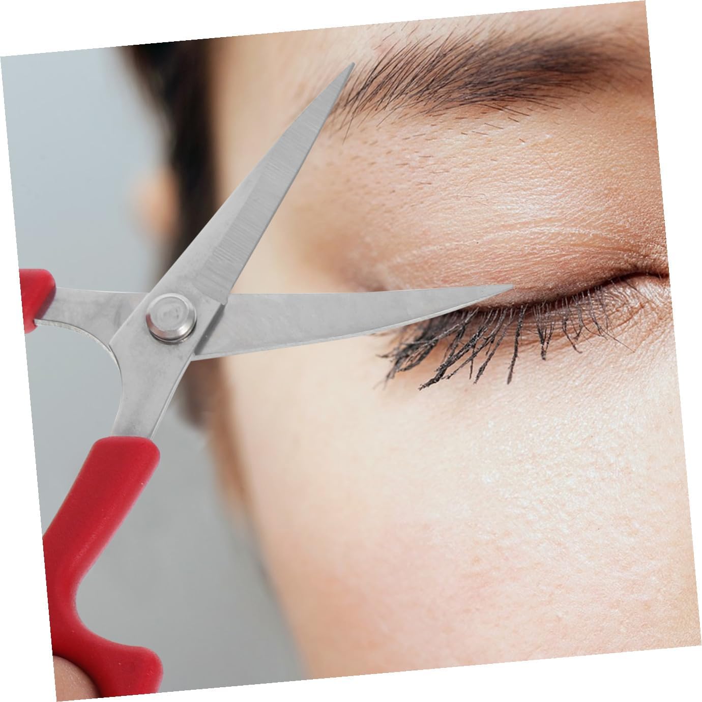 Stainless Steel Brow Scissors and Beard Trimmer 2Pcs Curved and Straight Blades Facial Hair Grooming Tool for Precise Eyebrow and Eyelash Extension Maintenance