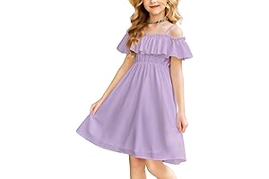 Girls Summer Floral Ruffle Sundress Cold Shoulder Casual Holiday Dresses