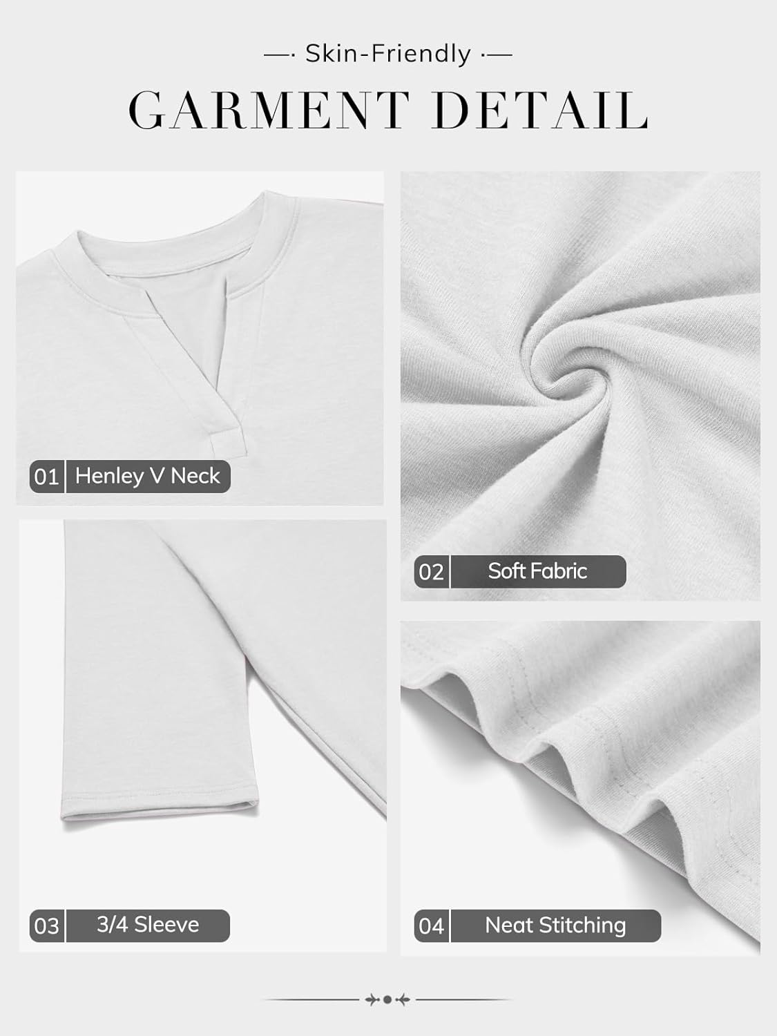 ATHMILE Womens V Neck 3/4 Sleeve T Shirts Spring Summer Tops Tunic Casual Tees Henley Beach Vacation Basic Fashion Clothes - Image 5