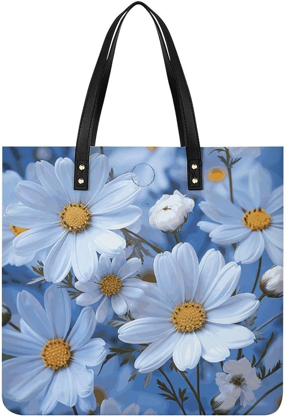 Daisy Blue Handbags Large Capacity, Tote Bag Stylish Slouchy, Shoulder Bags for Work Beach Travel And Shopping Grocery.