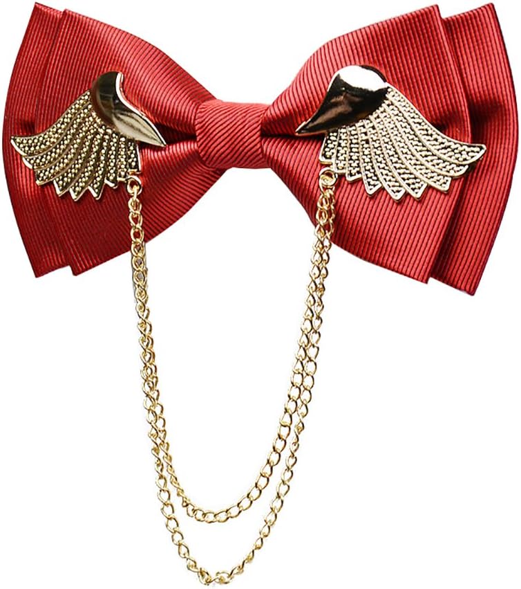 Men's Adjustable Metal Golden Wings Two Layer Neck Bowtie Bow Tie